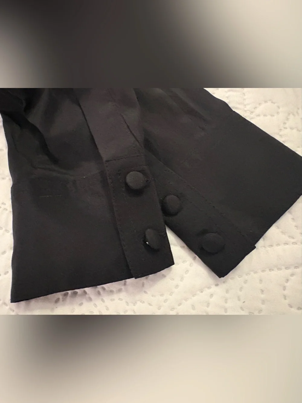 Tory Burch Meg 93% Silk Tunic Blouse Black Navy Colorblock Quiet Luxury Sz 4
